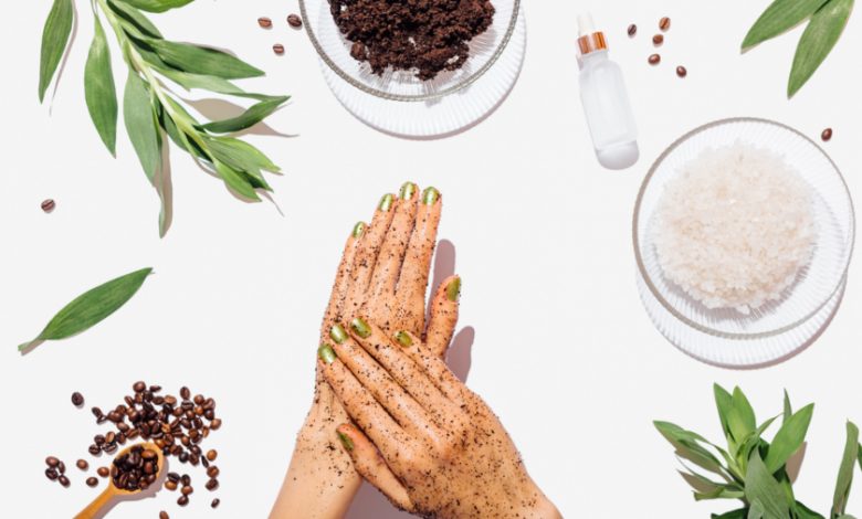 Woman's hands massaging natural homemade coffee scrub | Aldar.ma